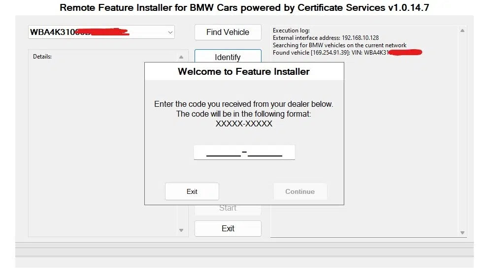 Generador de herramientas de códigos de función BMW - Servicio remoto